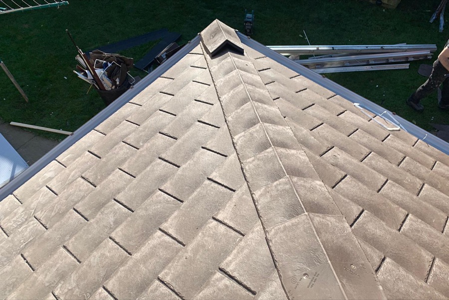 Close-up of a lightweight conservatory roof tile system