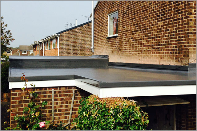 GRP flat roof over a garage extension