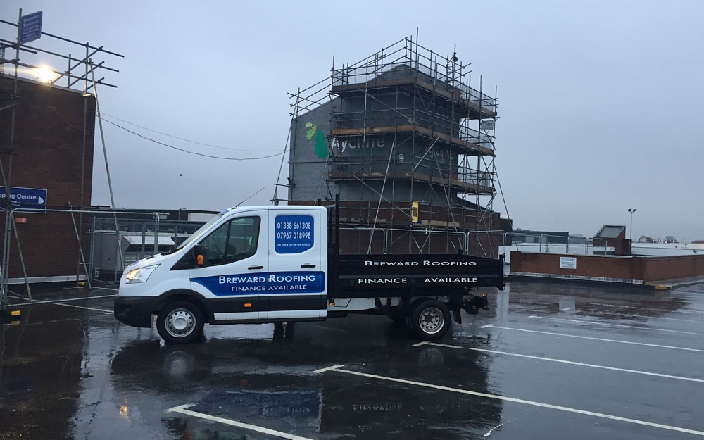 Commercial flat-roofing project at a Newton Aycliffe car park